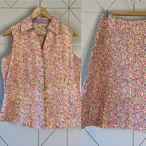 Vintage April Cornell Ditsy Floral Skirt Set